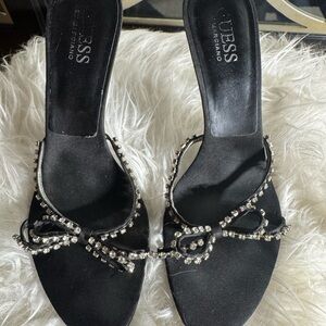 Guess Black Rhinestone Embellished Heels